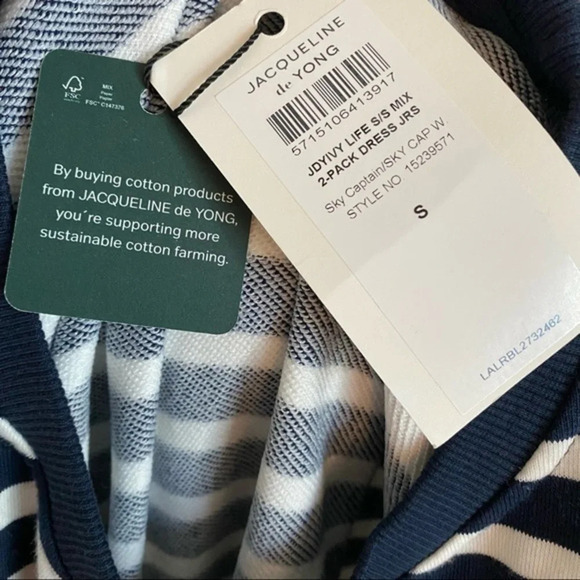 Jacqueline De Yong • NWT Navy Striped Sky Captain Dress - Picture 6 of 7